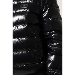 Black Logo Plaque Full Zip Puffer Jacket