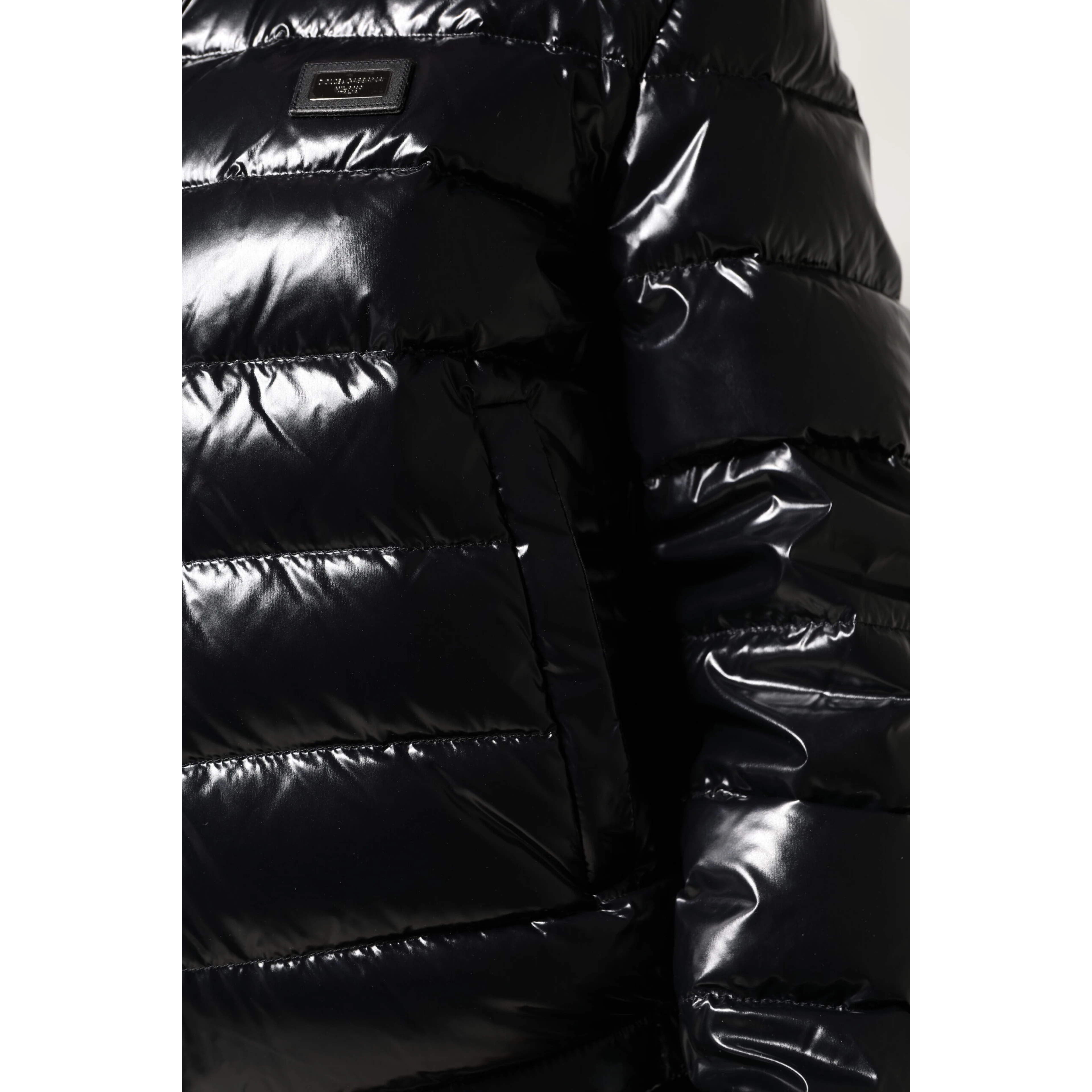 Black Logo Plaque Full Zip Puffer Jacket