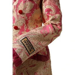 Pink Gold Jacquard Nylon Coat Blazer Jacket