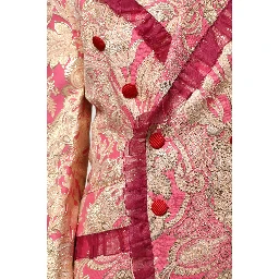 Pink Gold Jacquard Nylon Coat Blazer Jacket