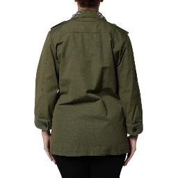 Military Green Queen Embellished Coat Jacket