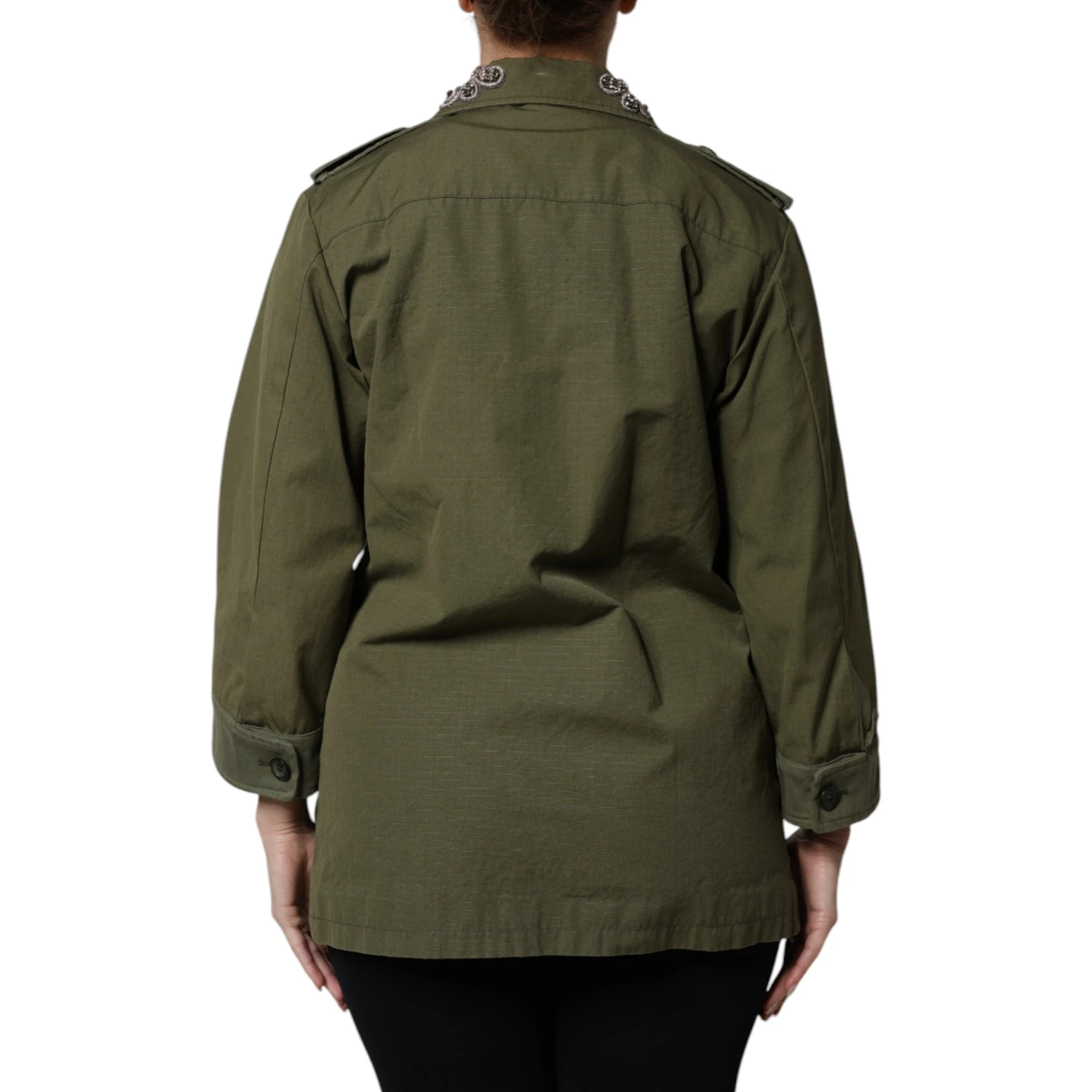 Military Green Queen Embellished Coat Jacket