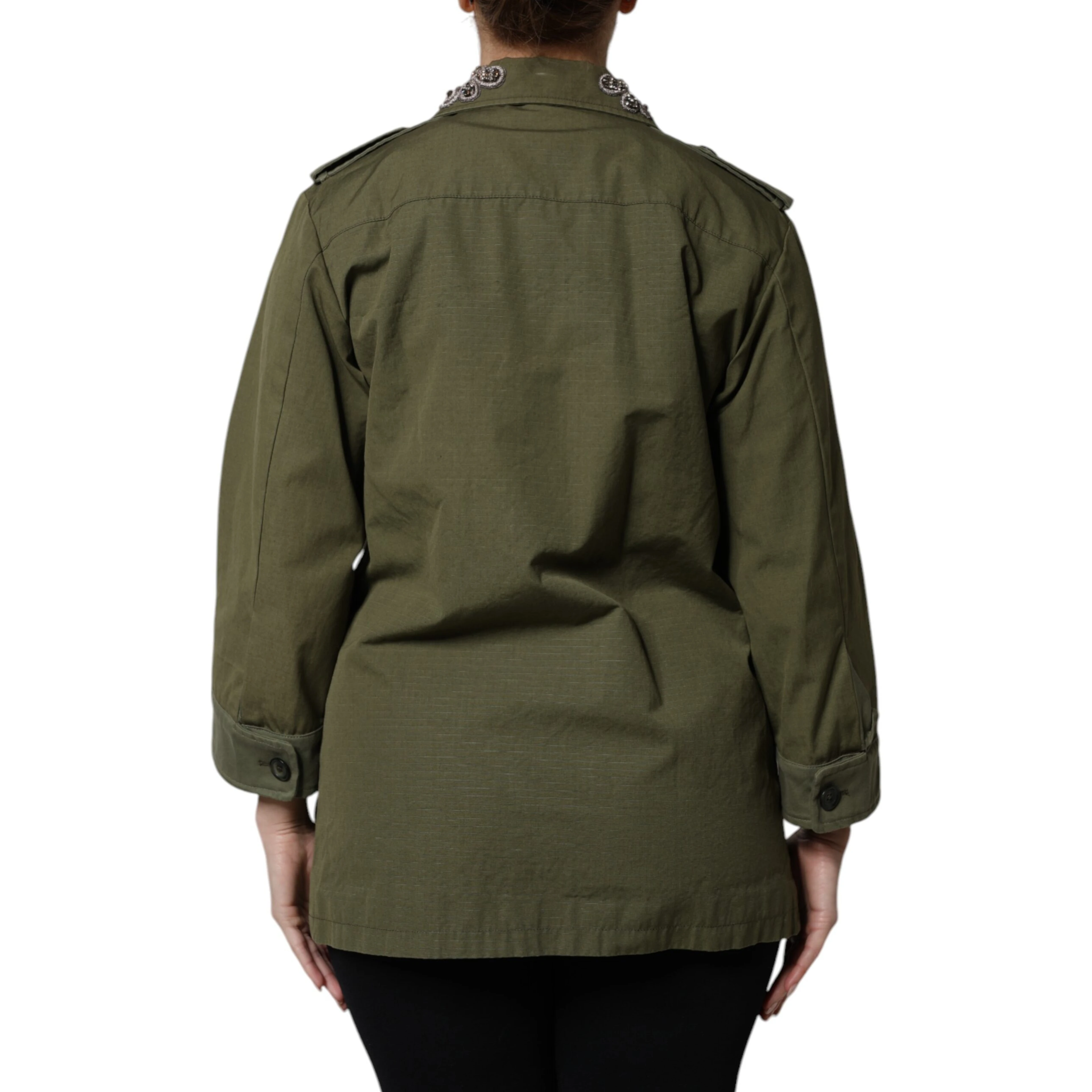 Military Green Queen Embellished Coat Jacket