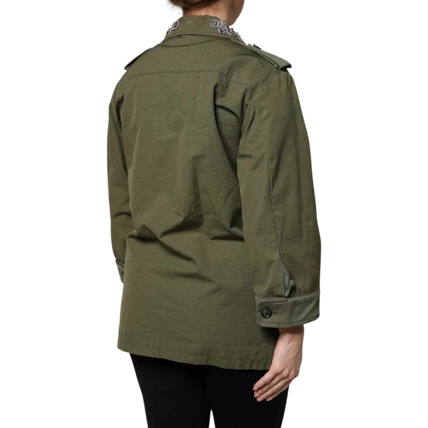 Military Green Queen Embellished Coat Jacket