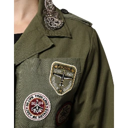 Military Green Queen Embellished Coat Jacket
