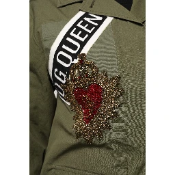 Military Green Queen Embellished Coat Jacket