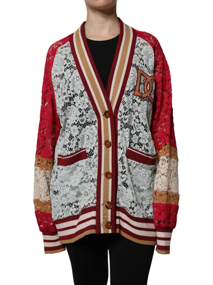 Multicolor Floral Lace Cardigan Sweater