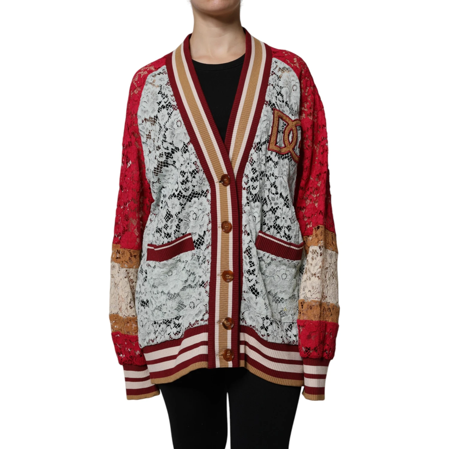 Multicolor Floral Lace Cardigan Sweater
