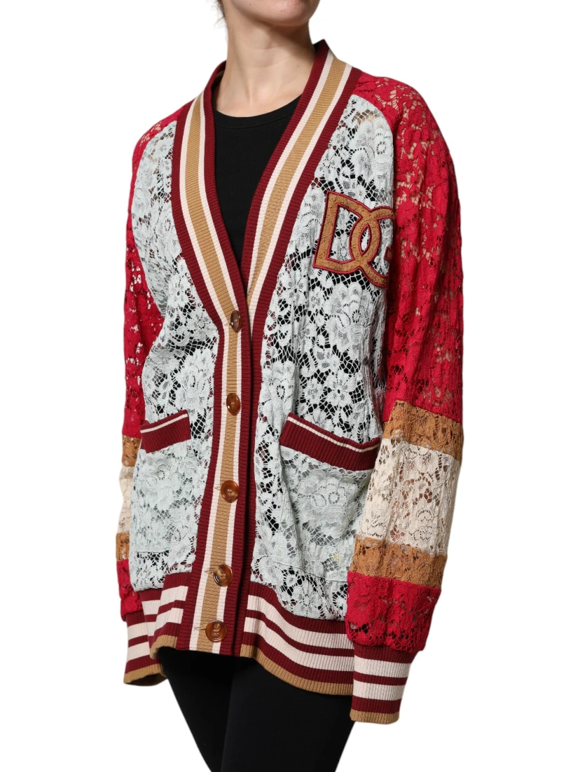 Multicolor Floral Lace Cardigan Sweater