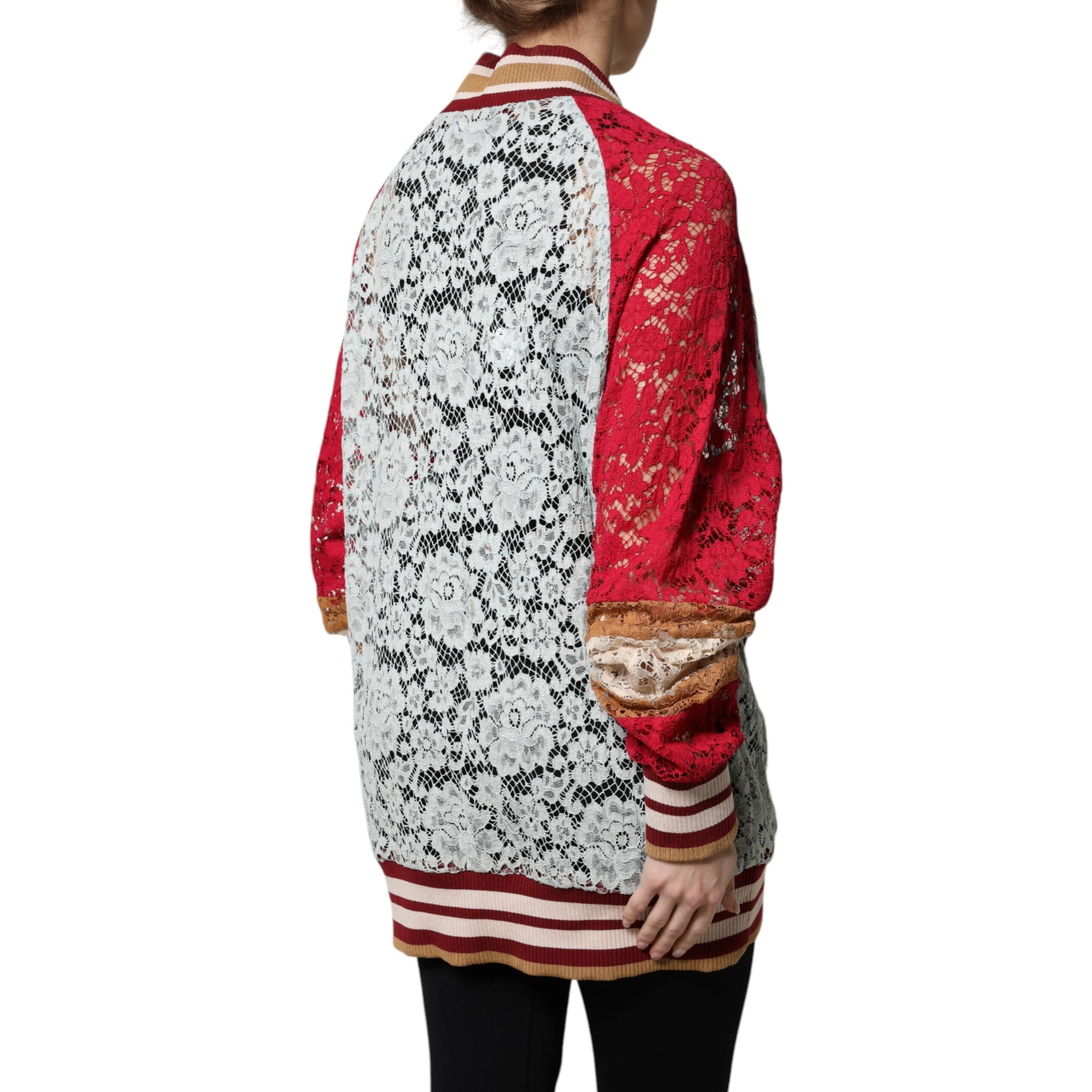 Multicolor Floral Lace Cardigan Sweater