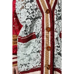 Multicolor Floral Lace Cardigan Sweater