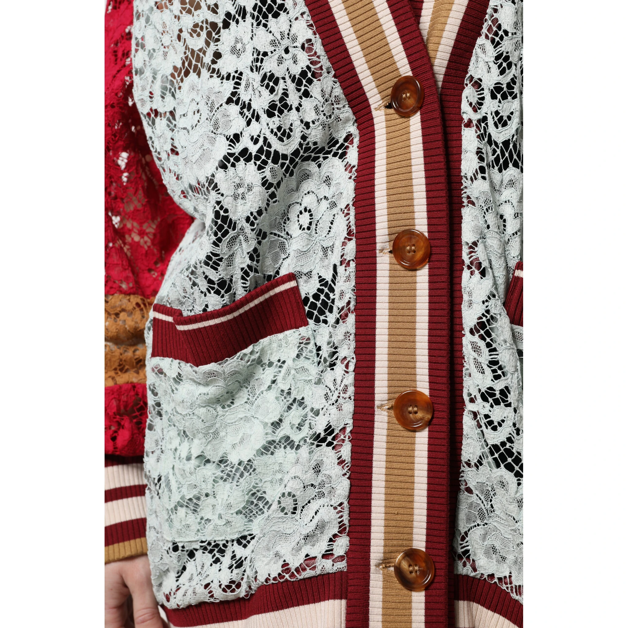 Multicolor Floral Lace Cardigan Sweater