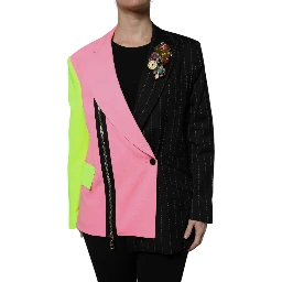 Multicolor Patchwork Embellished Coat Jacket