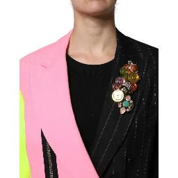 Multicolor Patchwork Embellished Coat Jacket