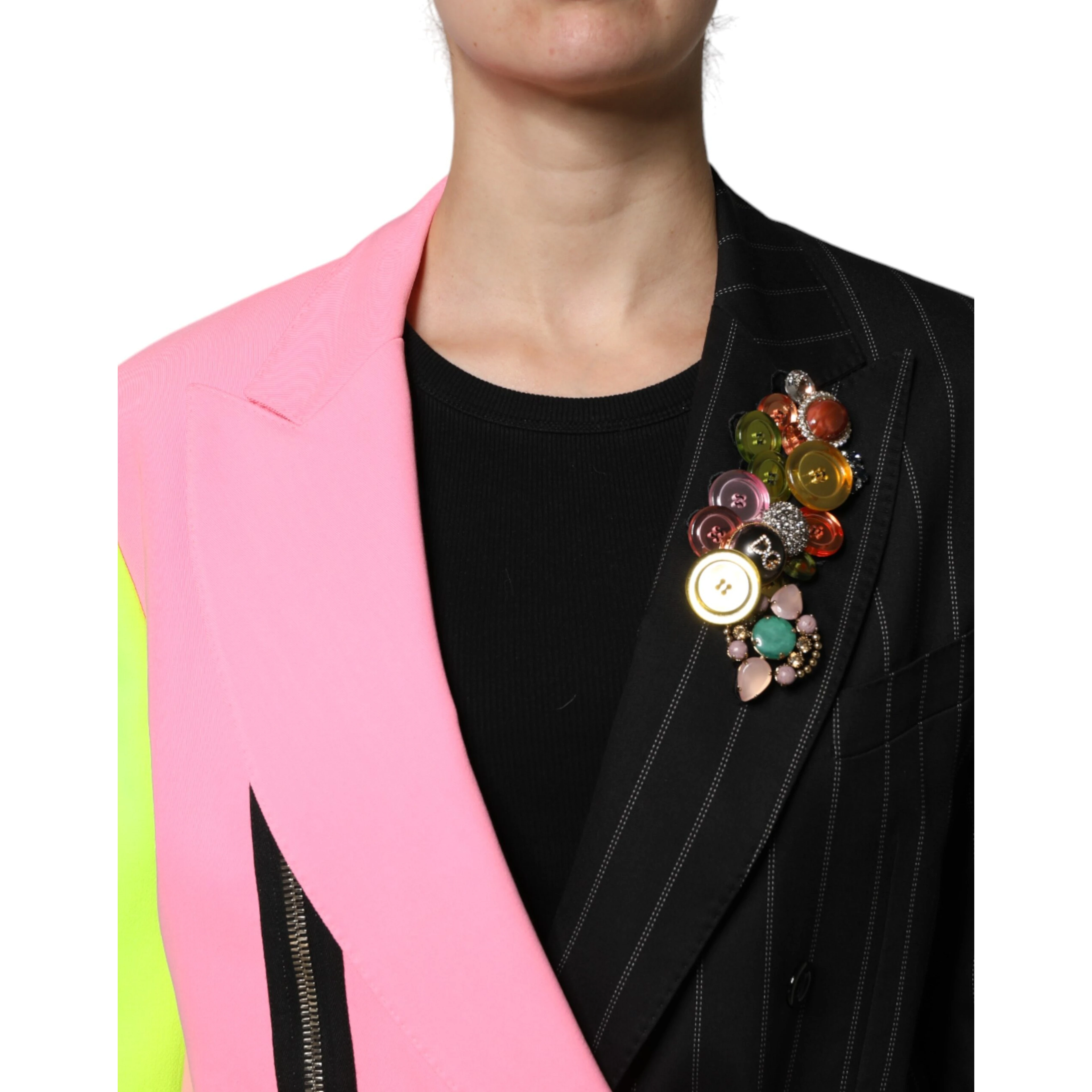 Multicolor Patchwork Embellished Coat Jacket