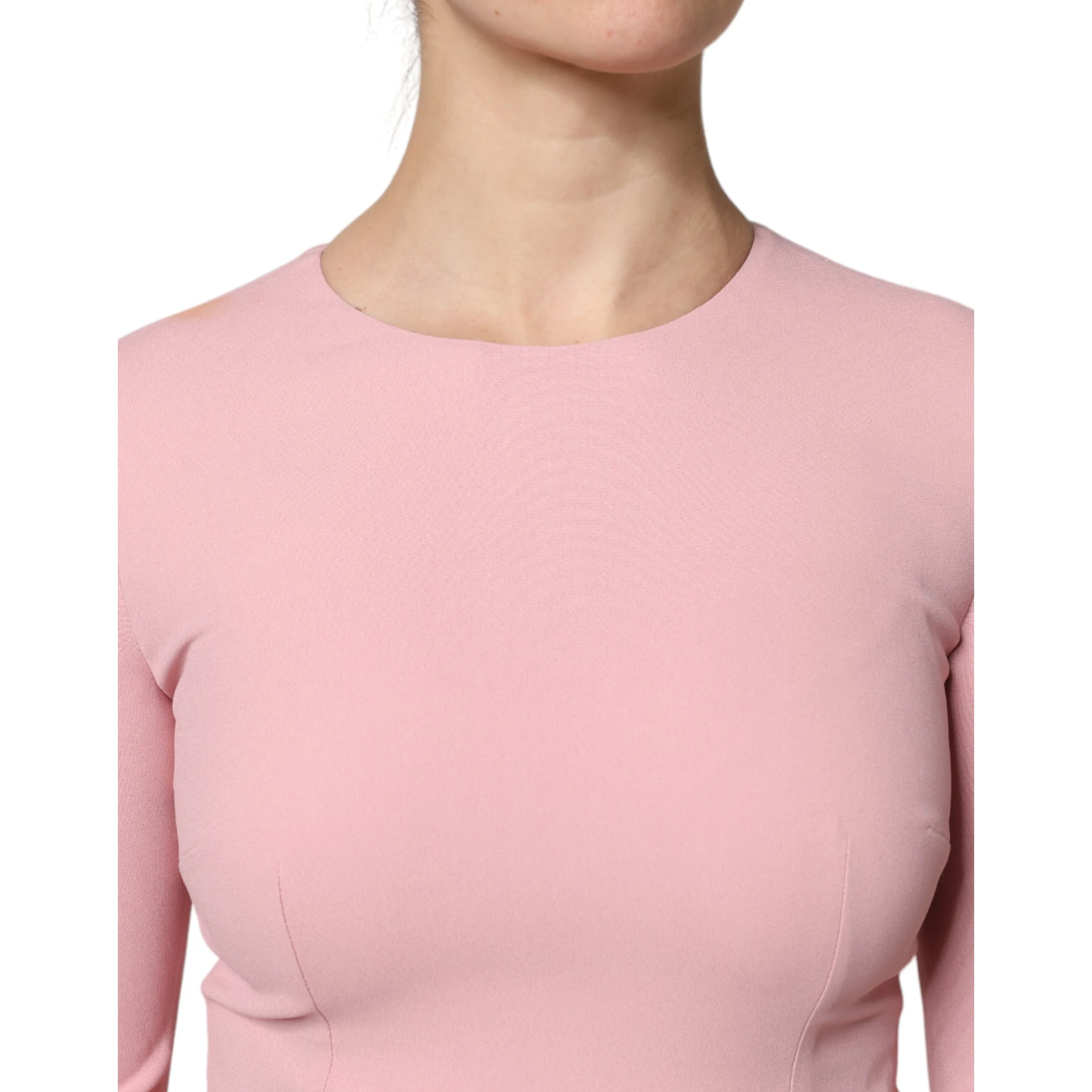 Pink A-line Flare Viscose 3/4 Sleeves Dress