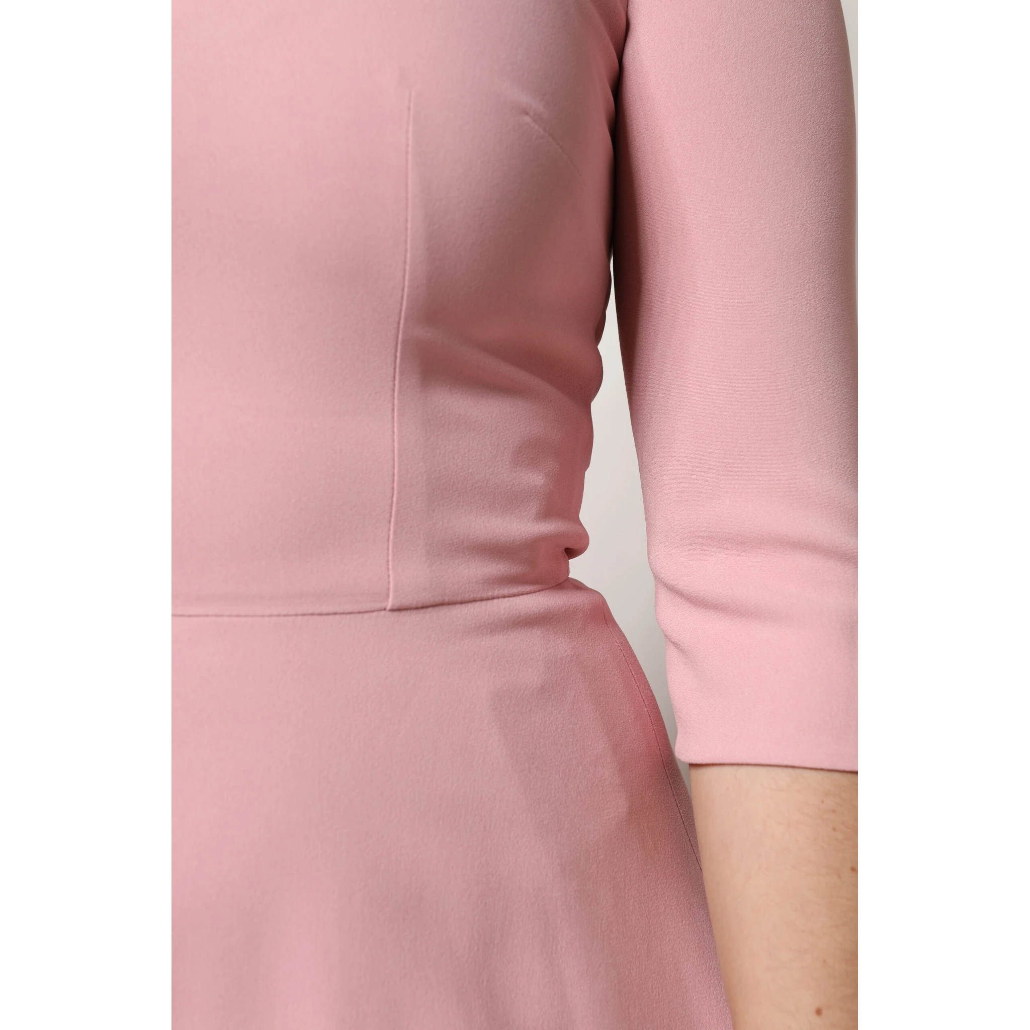 Pink A-line Flare Viscose 3/4 Sleeves Dress