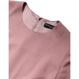 Pink A-line Flare Viscose 3/4 Sleeves Dress