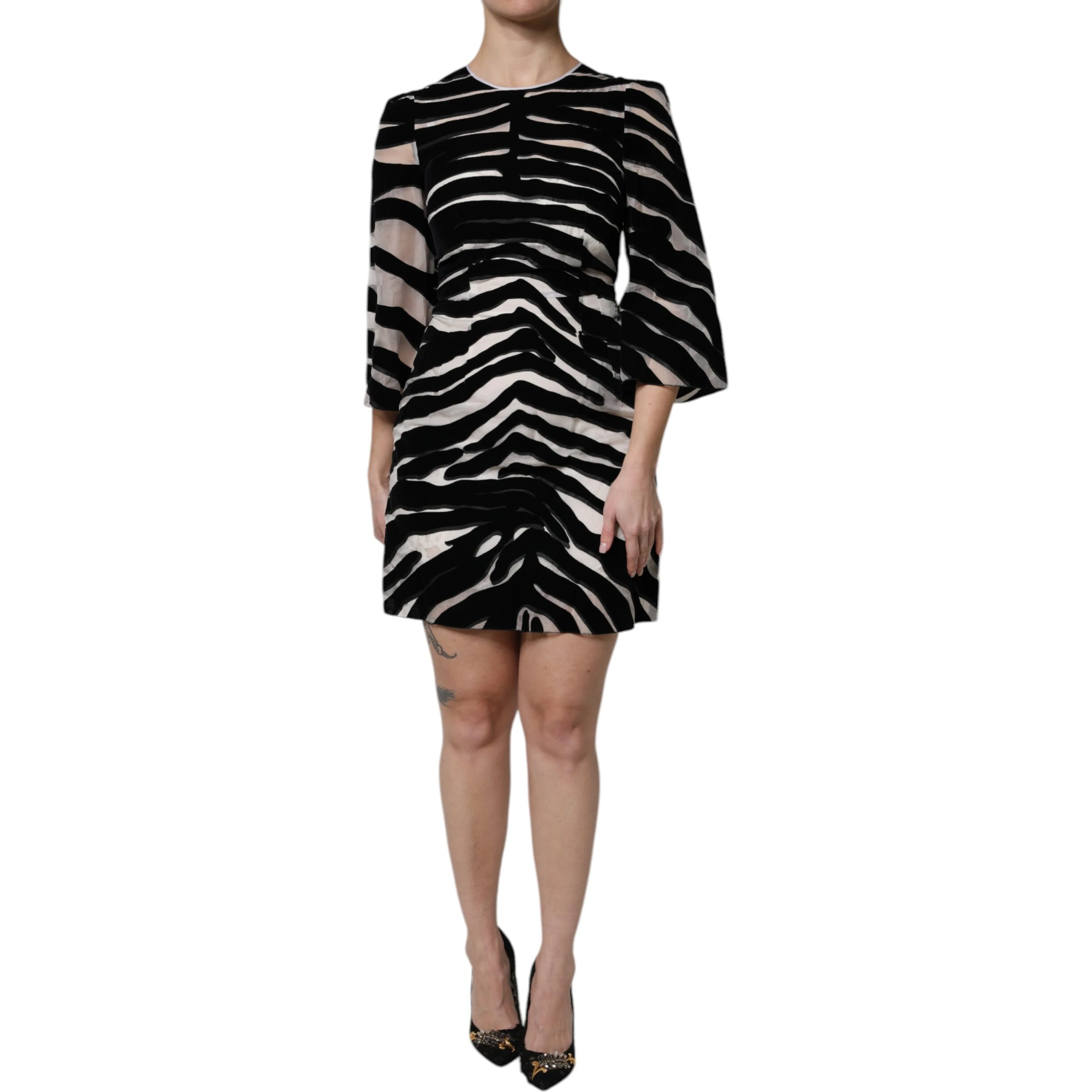 Black White Zebra A-line Sheath Mini Dress