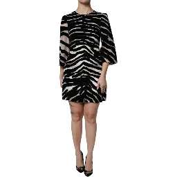 Black White Zebra A-line Sheath Mini Dress