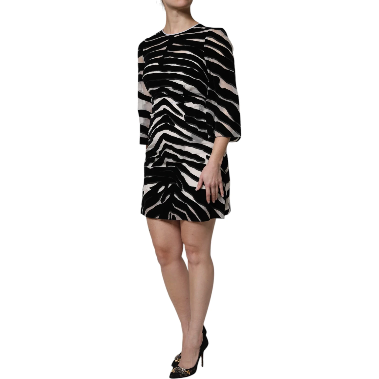 Black White Zebra A-line Sheath Mini Dress