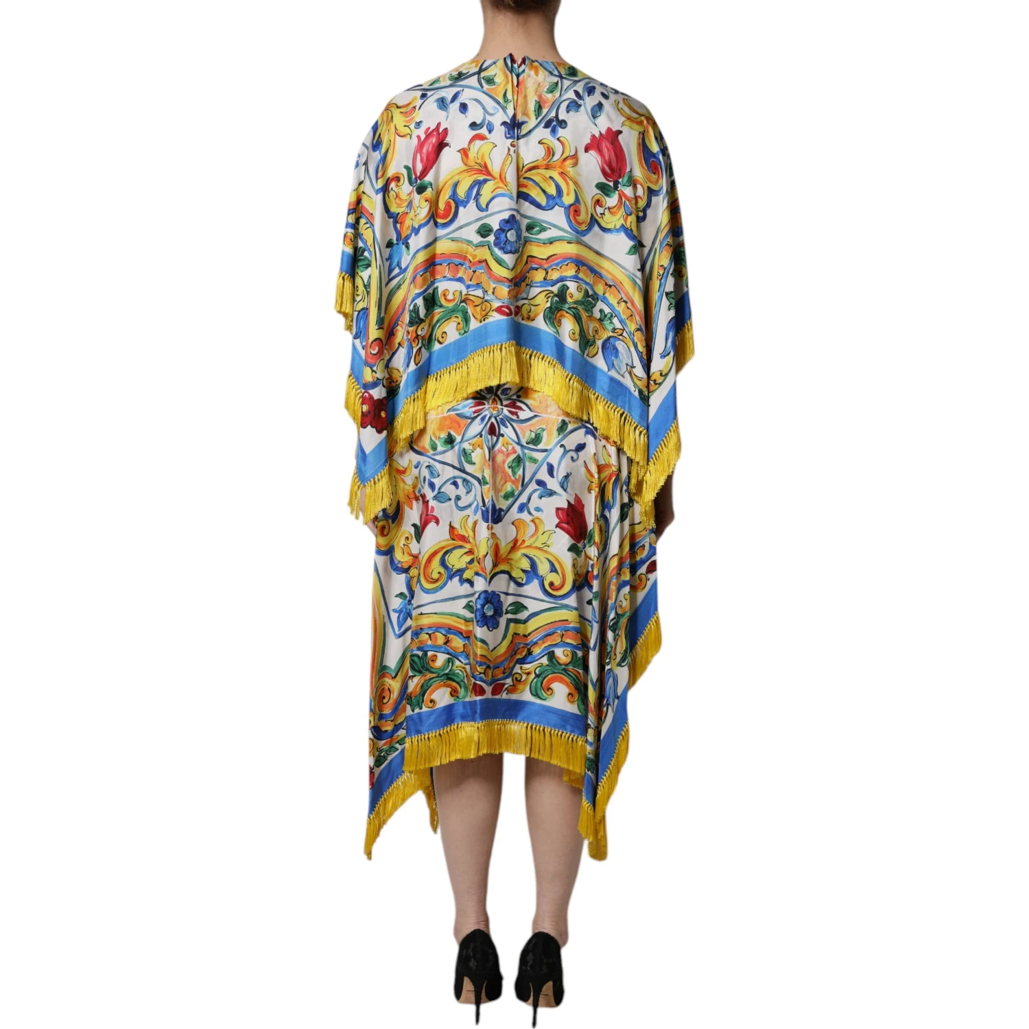 Multicolor Majolica Kaftan Short Sleeves Maxi Dress