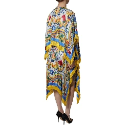 Multicolor Majolica Kaftan Short Sleeves Maxi Dress