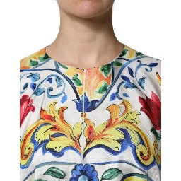 Multicolor Majolica Kaftan Short Sleeves Maxi Dress