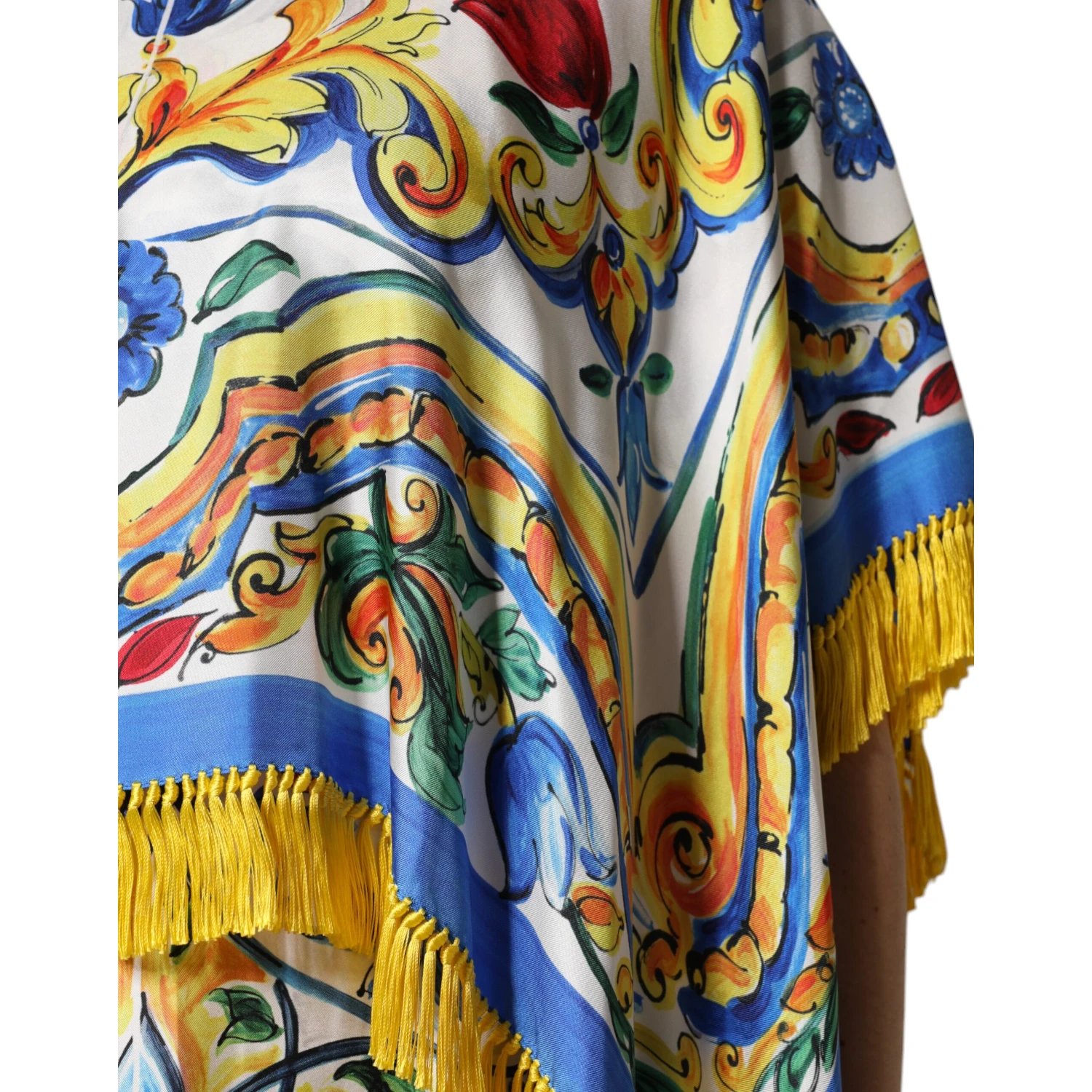 Multicolor Majolica Kaftan Short Sleeves Maxi Dress