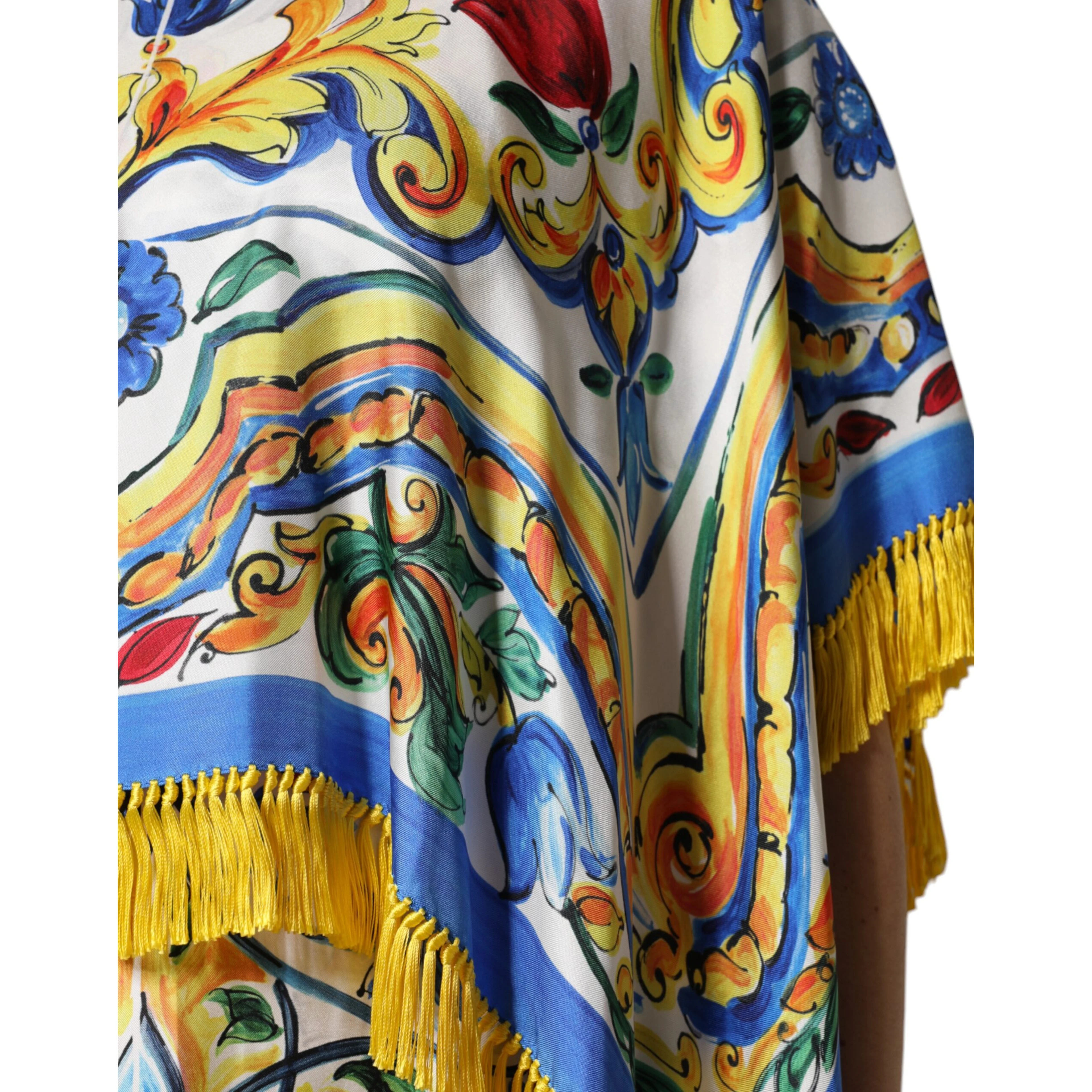 Multicolor Majolica Kaftan Short Sleeves Maxi Dress