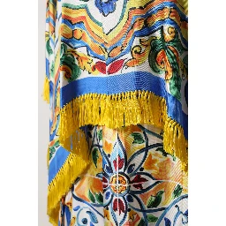 Multicolor Majolica Kaftan Short Sleeves Maxi Dress