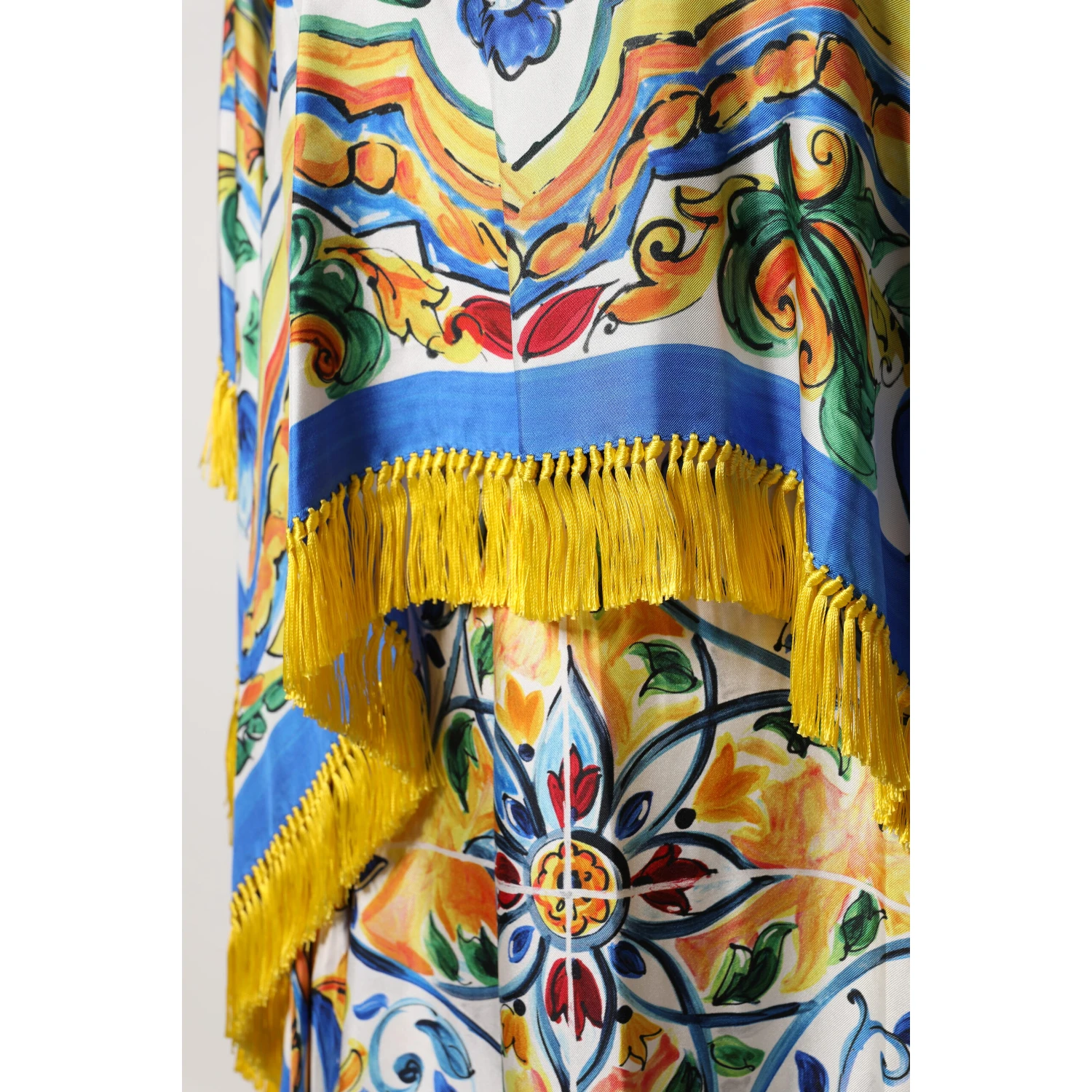 Multicolor Majolica Kaftan Short Sleeves Maxi Dress