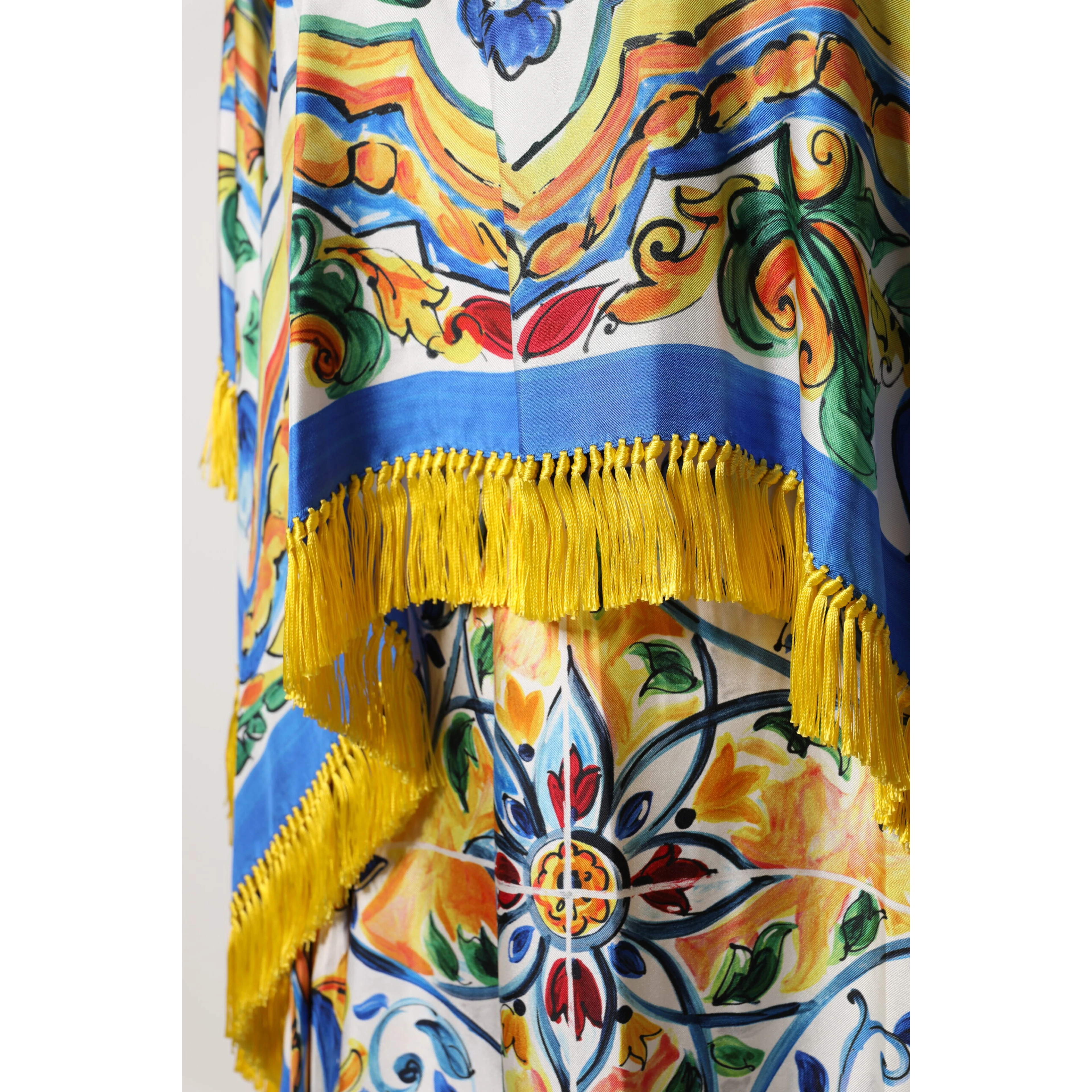 Multicolor Majolica Kaftan Short Sleeves Maxi Dress