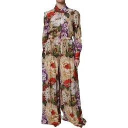 Multicolor Floral Wide Leg Jumpsuit Dress