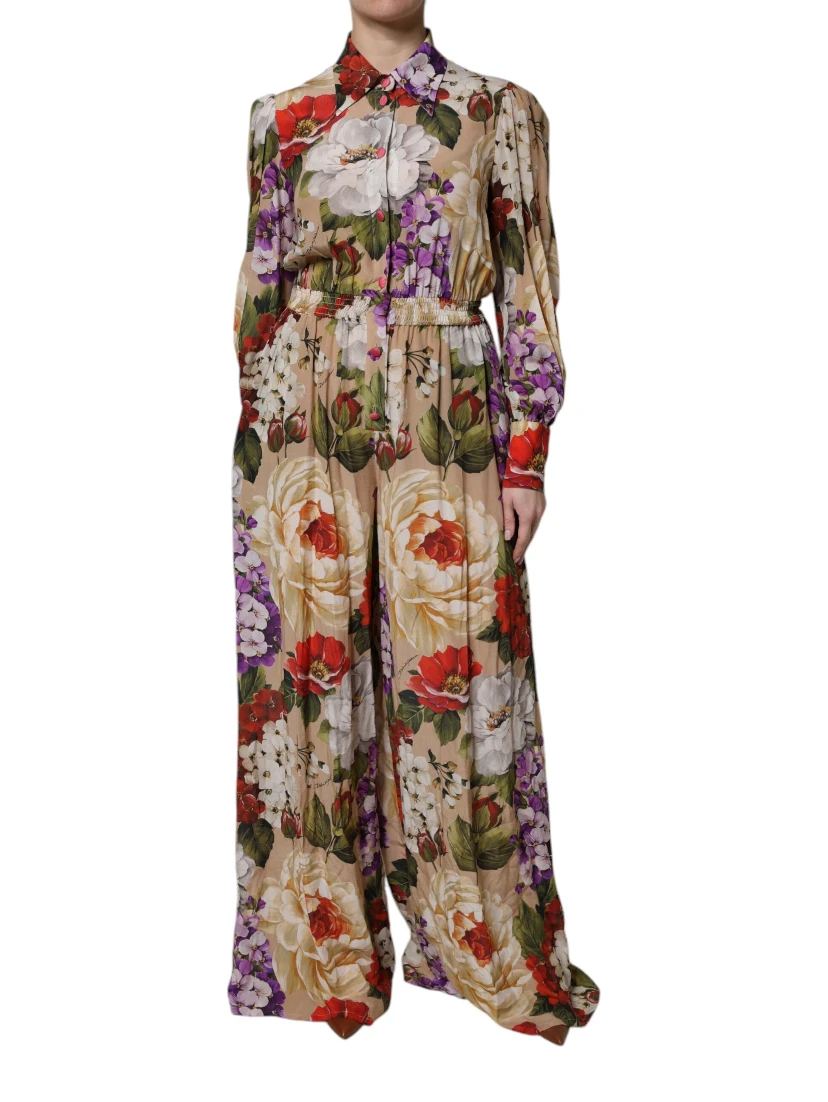 Multicolor Floral Wide Leg Jumpsuit Dress