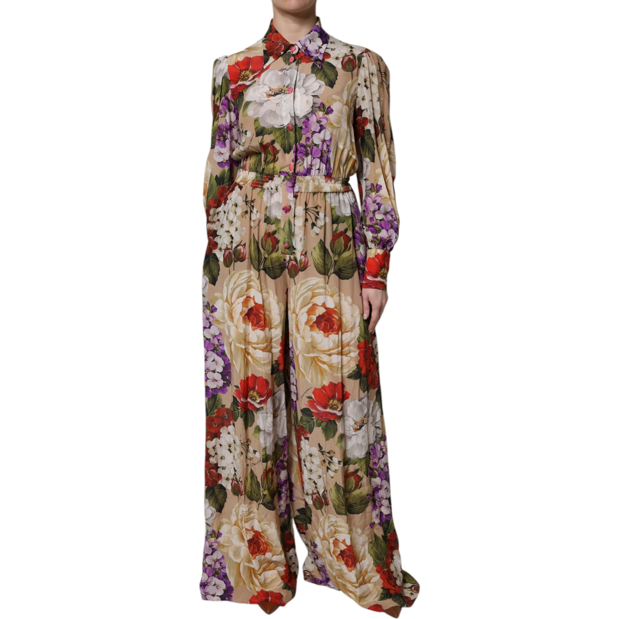 Multicolor Floral Wide Leg Jumpsuit Dress
