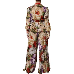 Multicolor Floral Wide Leg Jumpsuit Dress