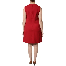 Red Wool Sleeveless Knee Length A-line Dress