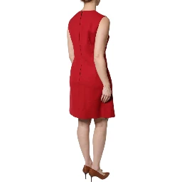 Red Wool Sleeveless Knee Length A-line Dress