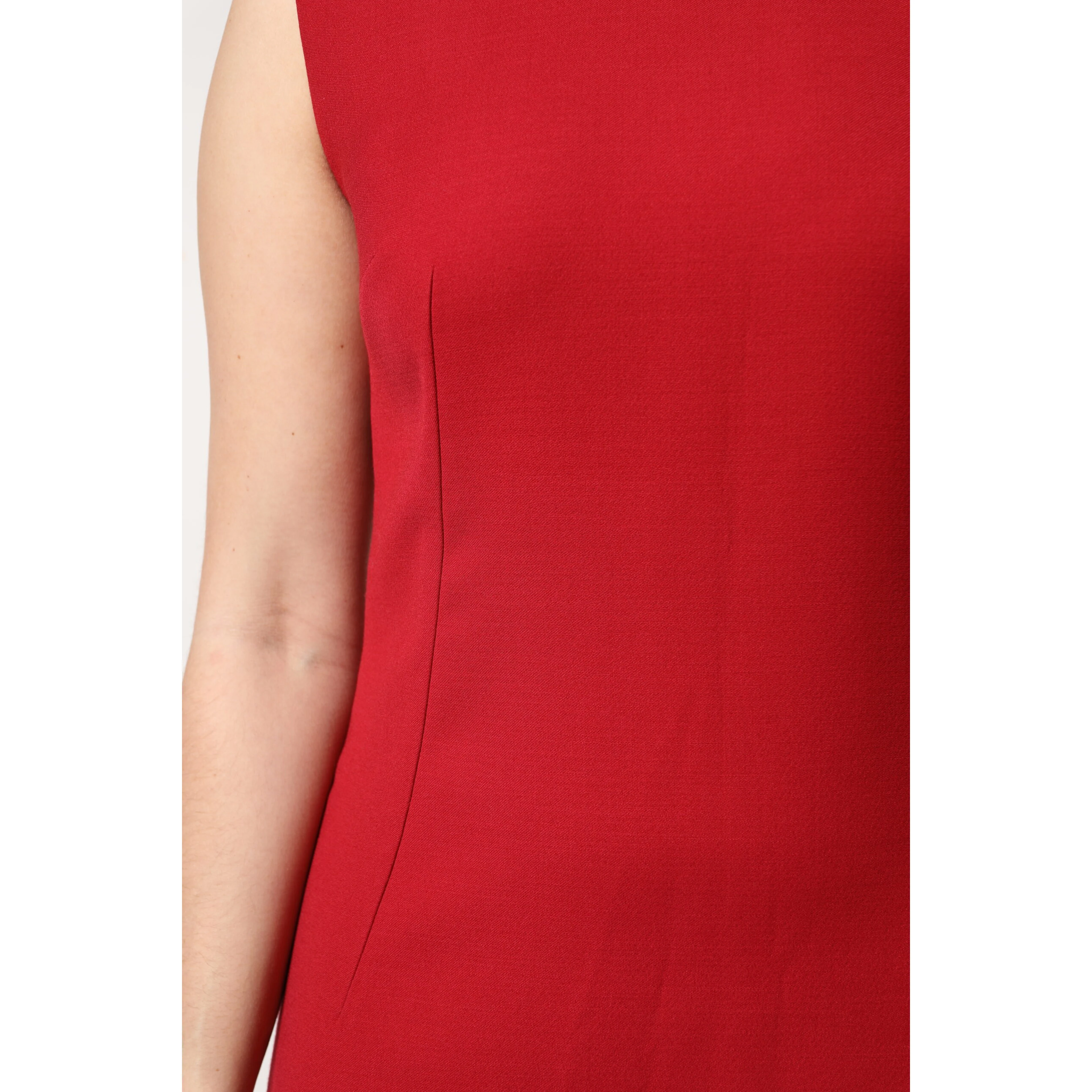 Red Wool Sleeveless Knee Length A-line Dress