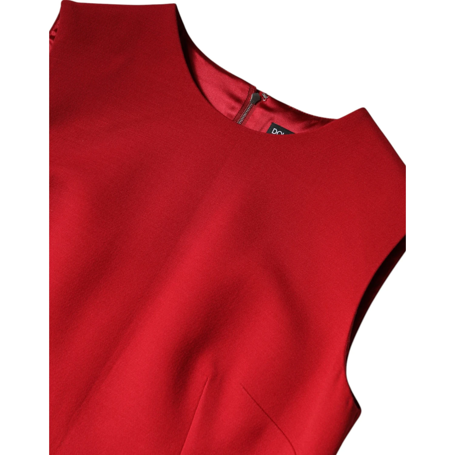 Red Wool Sleeveless Knee Length A-line Dress