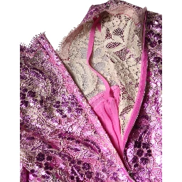 Metallic Fuchsia Floral Sheath Mini Dress
