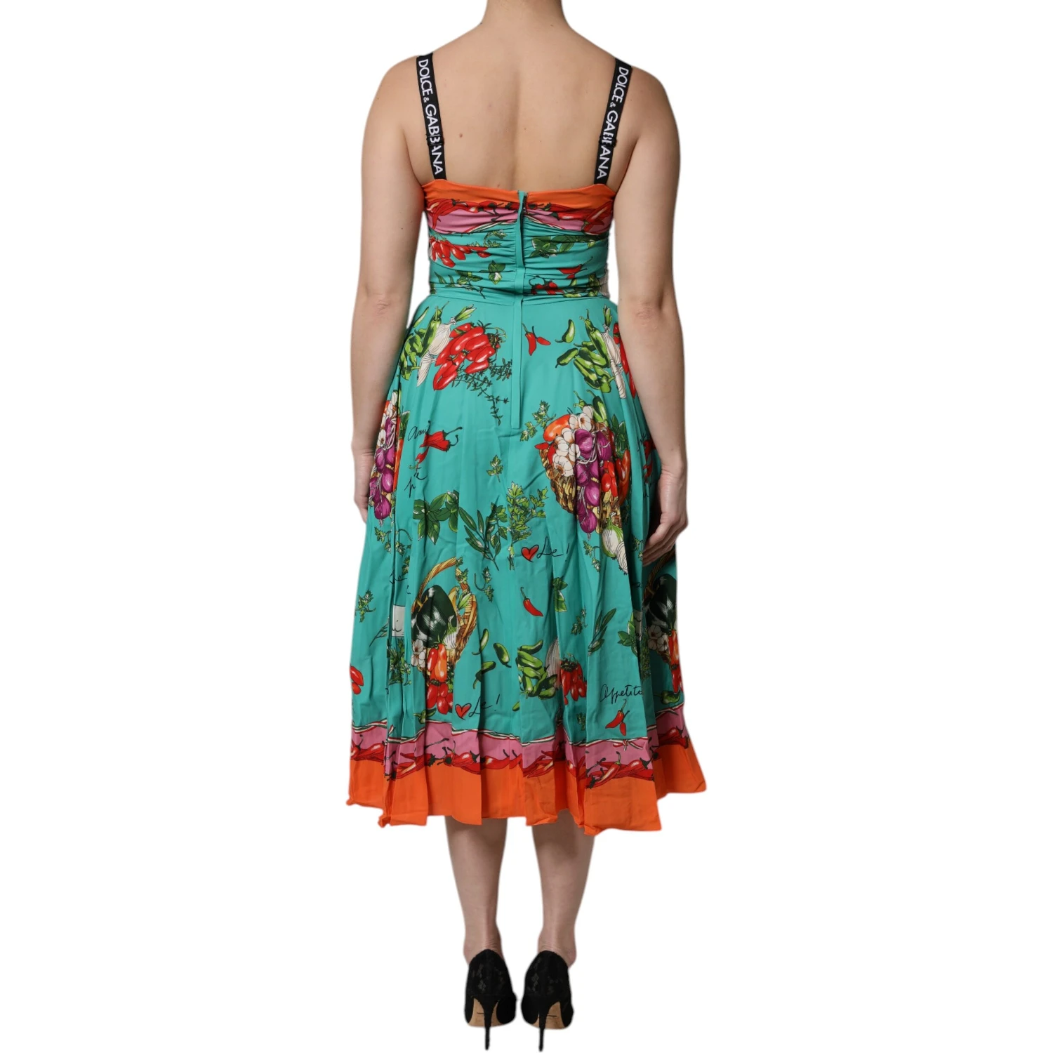 Multicolor Printed Silk Sleeveless Midi Dress