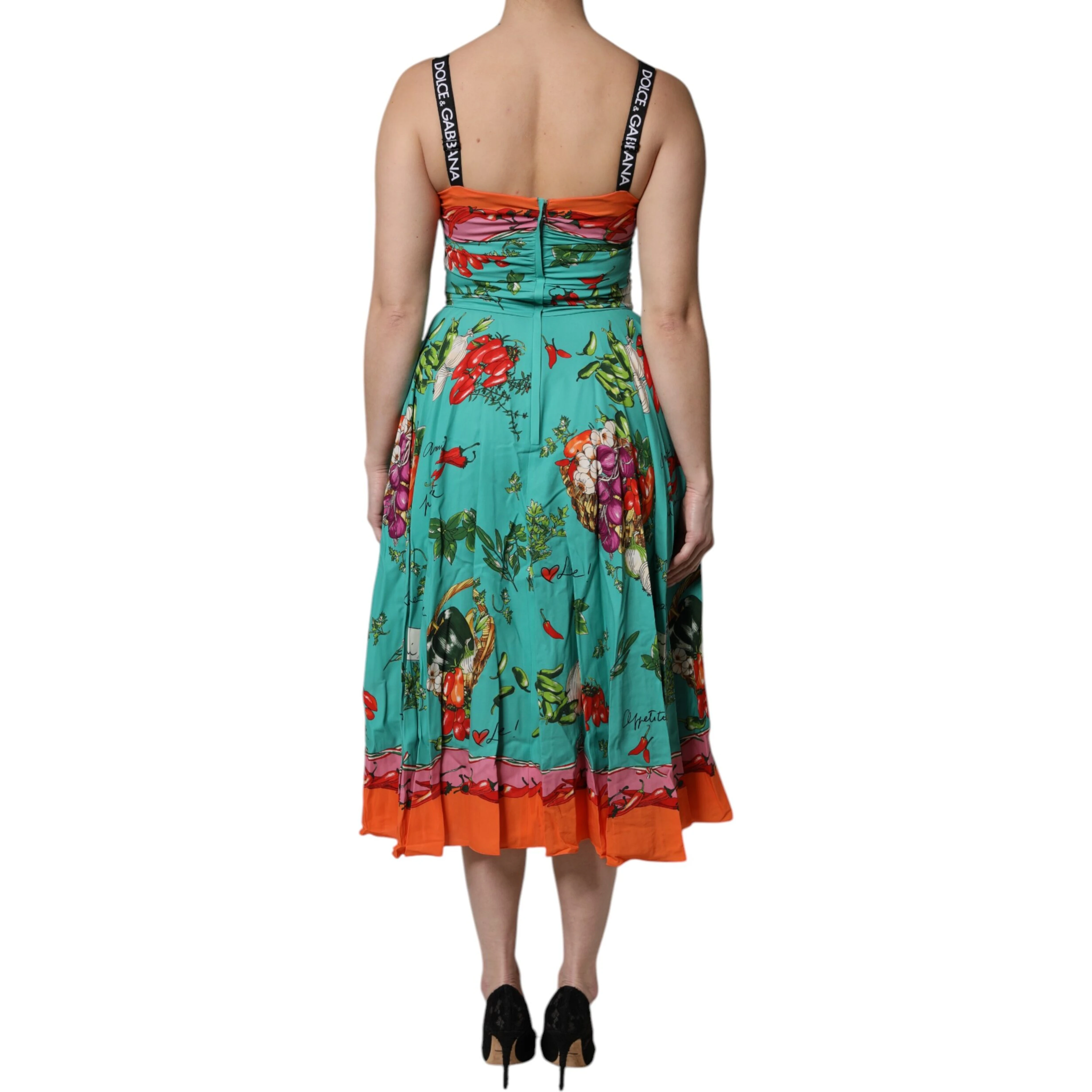 Multicolor Printed Silk Sleeveless Midi Dress
