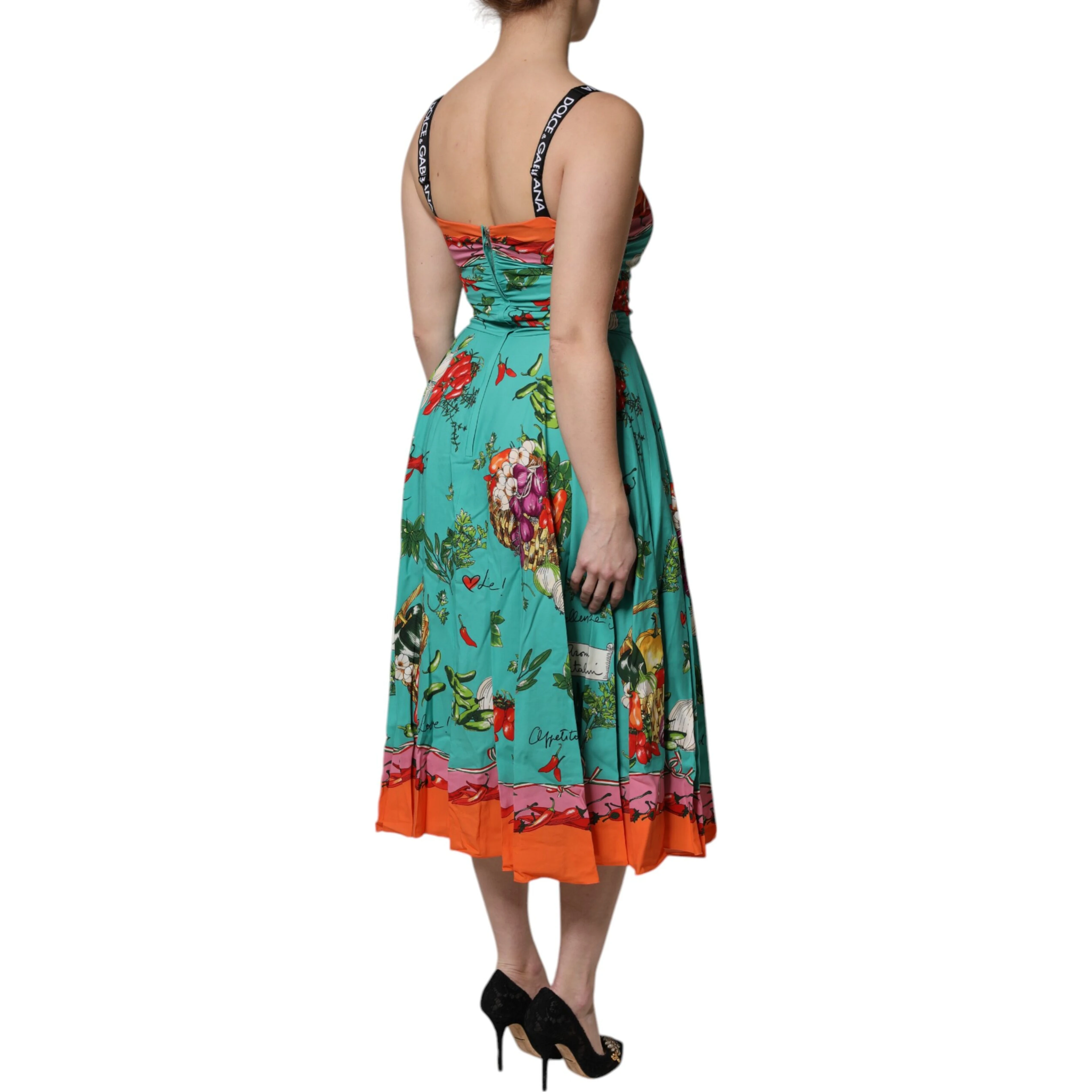 Multicolor Printed Silk Sleeveless Midi Dress