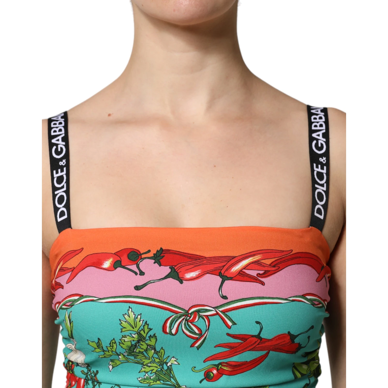 Multicolor Printed Silk Sleeveless Midi Dress