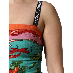 Multicolor Printed Silk Sleeveless Midi Dress