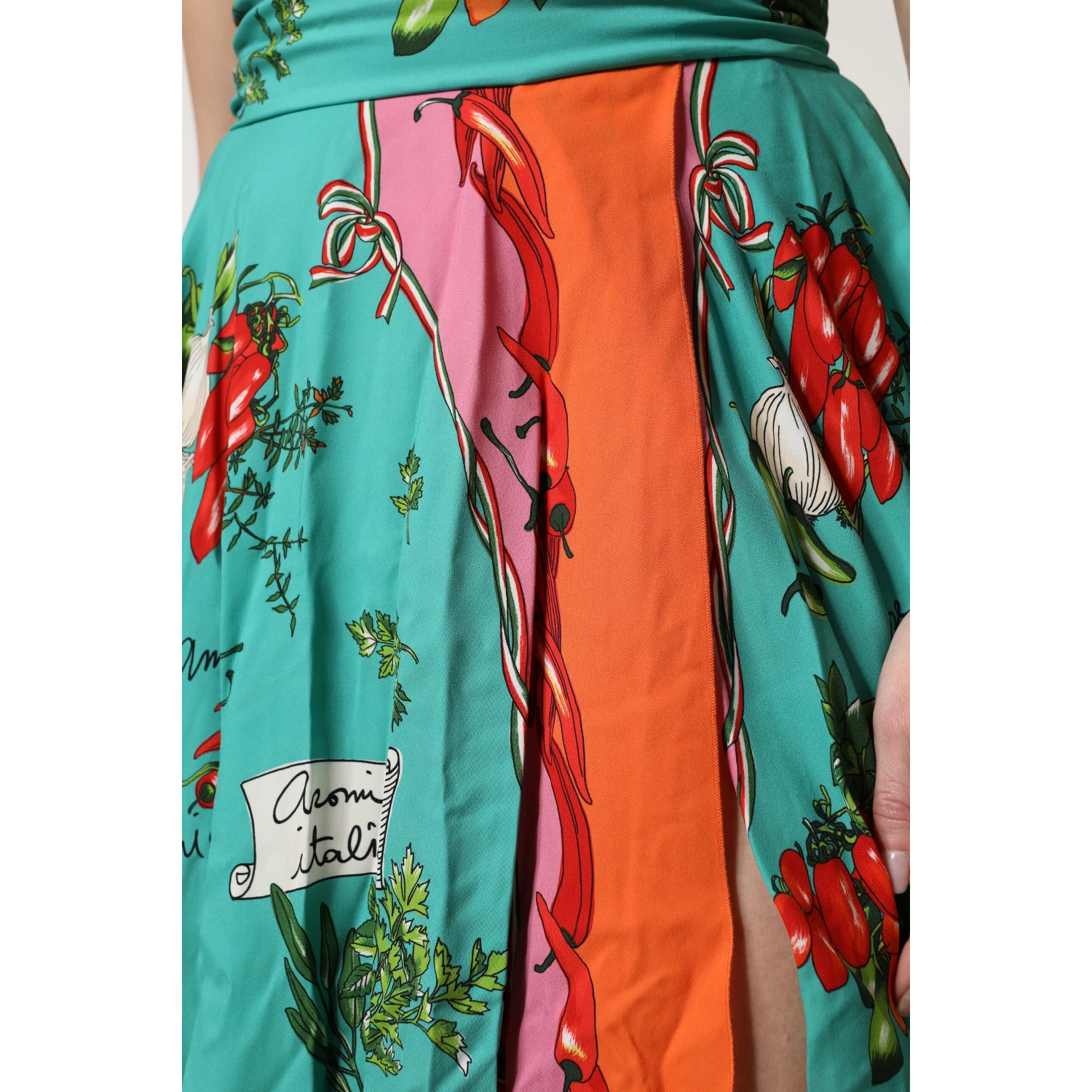 Multicolor Printed Silk Sleeveless Midi Dress