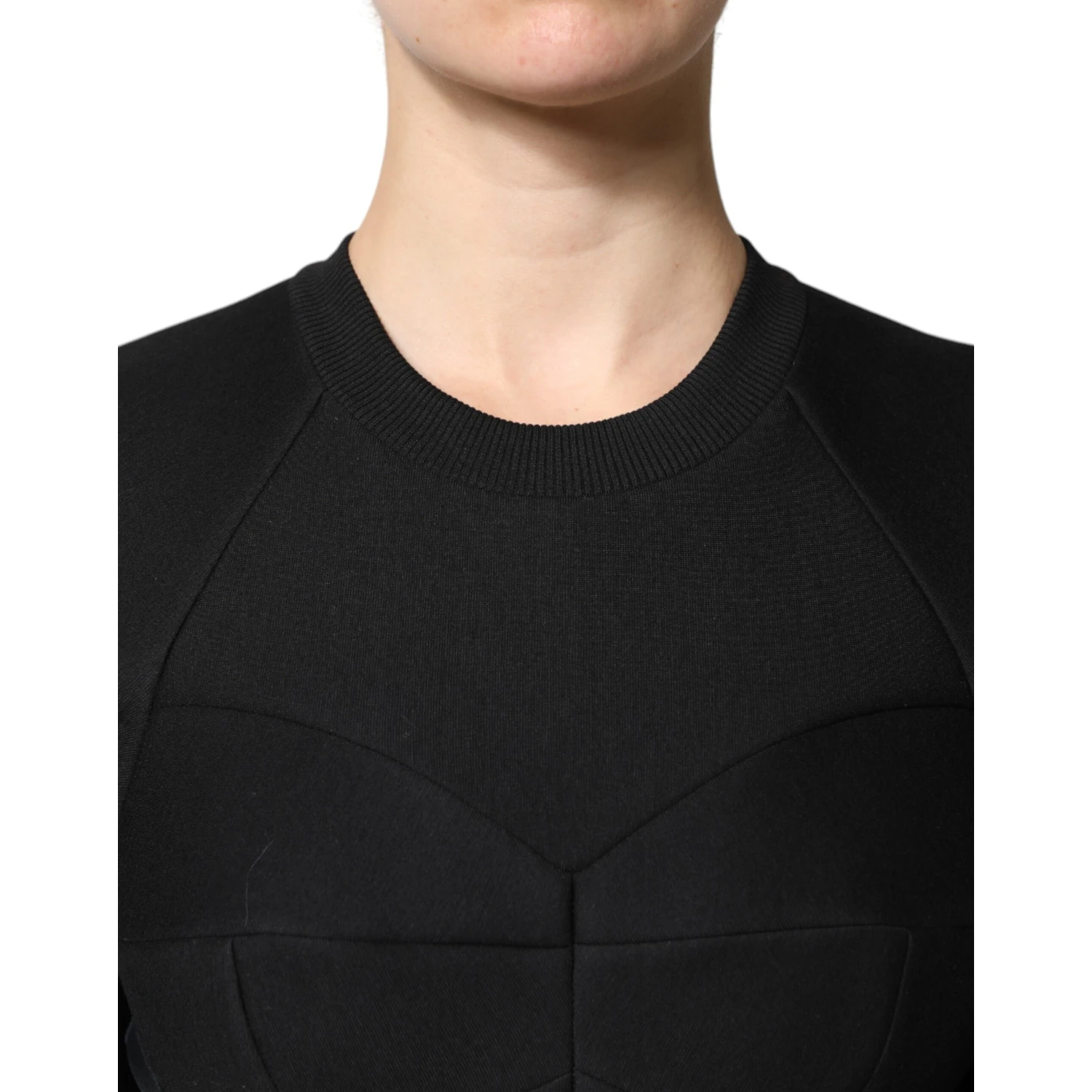 Black Cotton Long Sleeves A-line Mini Dress