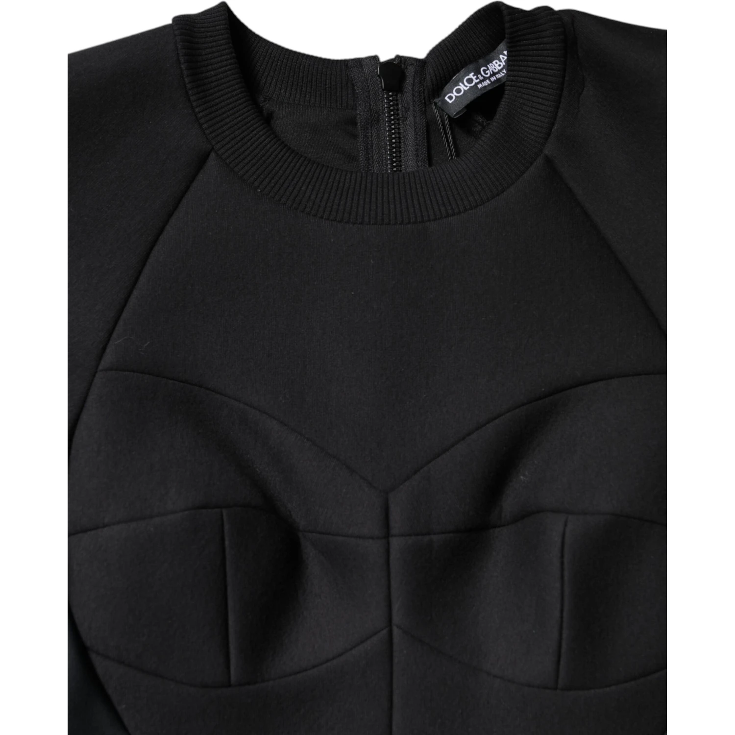 Black Cotton Long Sleeves A-line Mini Dress